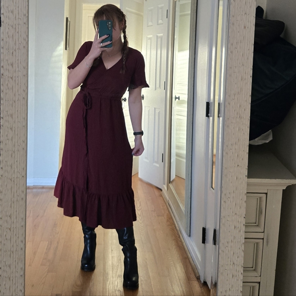 Lucy Love Burgundy Wrap Dress Medium